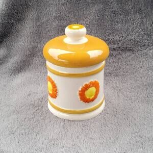 Retro Cottage Fairy Orange Sunflower Daisy Sugar Jar